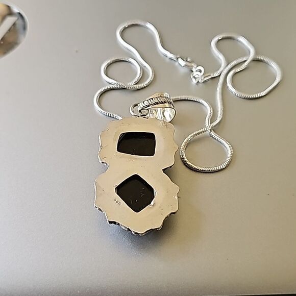 Rainbow Solar Quartz Stone Necklace 20" 925 Silver - Picture 4 of 7